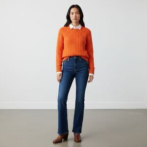 Ralph Lauren Orange Cable-Knit V-Neck Sweater